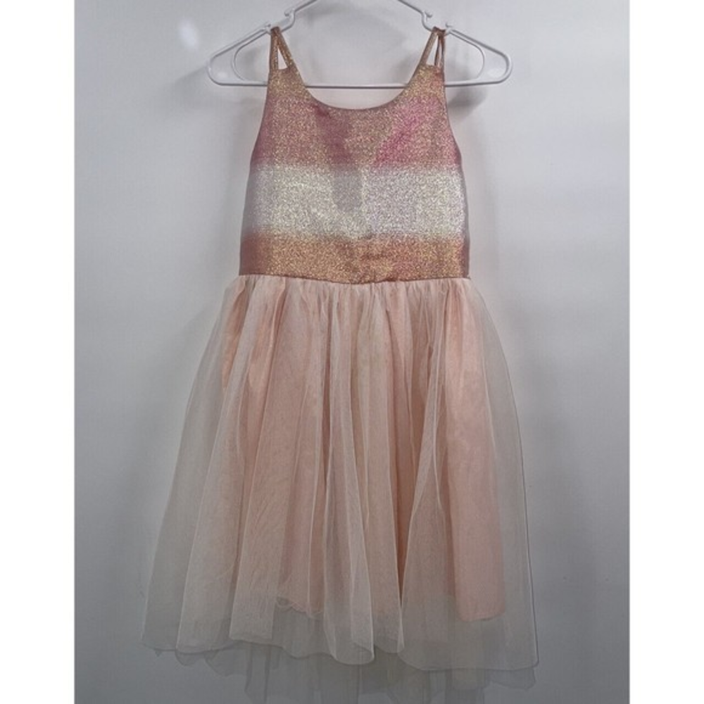 Cat Jack Girls Sparkly Glitter Ombre Tulle Party Dress Size L Pink Gold‎
